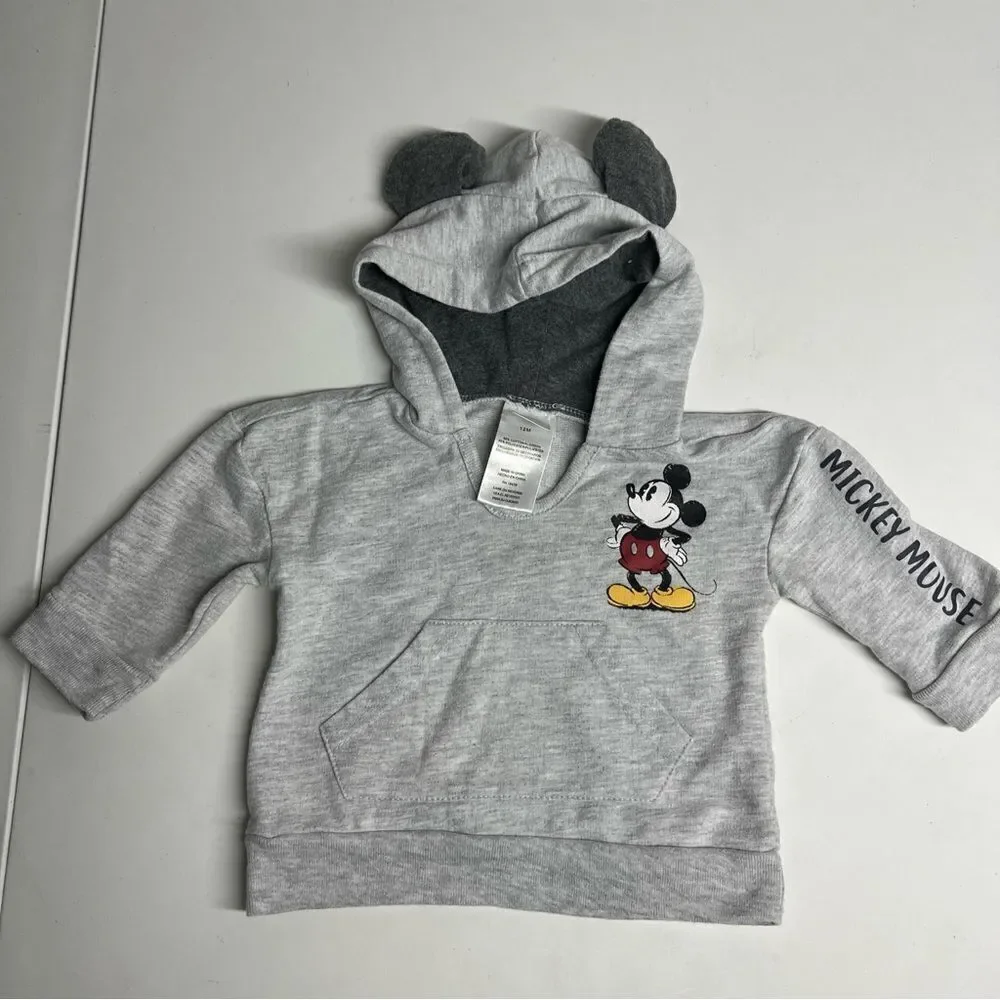Disney Baby Mickey Mouse  Sweatpants And Hoodie Sweatshirt With Ears Size 12M